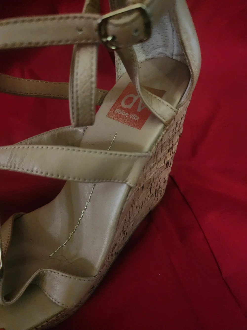 DV Dolce Vita Beige Cork Wedge Sandals - Women